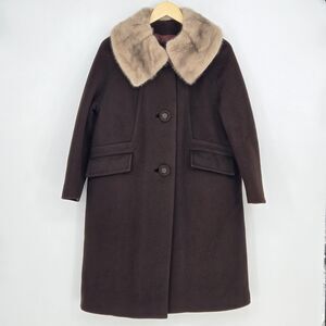 Vintage 1960s Wool Swing Coat,‎ Genuine Mink Fur Collar, Estimated Womens L